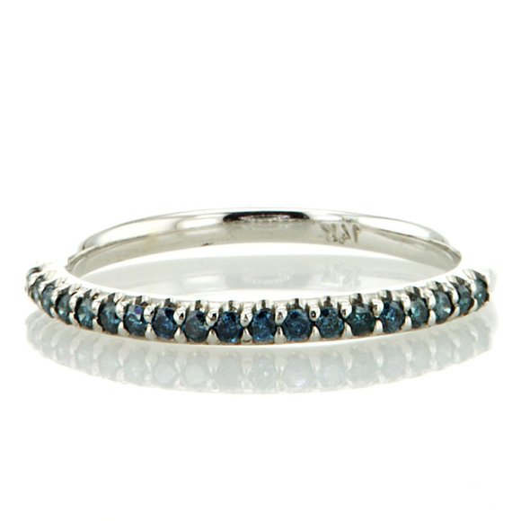 Blue Diamond Wedding Band 14K White Gold 0.20 TCW
